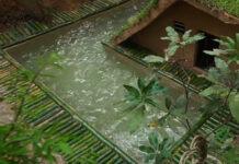how to build the most beautiful Bamboo Swimming Pool Around Luxury Villa home by ancient skills in the deep jungle without using any modern technology tool just a sickle knife and available material in the building area.
